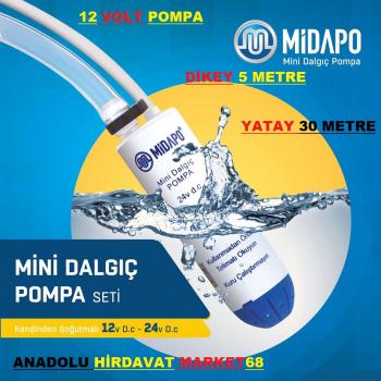 MİDAPO 12 VOLT MAZOT AKTARMA POMPASI DALGIÇ SÜT SIVI SU AKTARMA 1/2