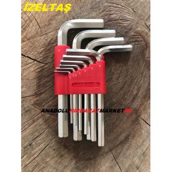 İZELTAŞ 10PCS ÇELİK ALYAN TAKIMI CR-V ÇELİK ALTI KÖŞE ALLEN SETİ