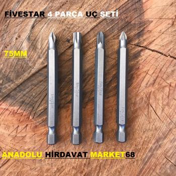 FİVESTAR YILDIZ UÇ BİTS UÇ 75 MM MIKNATISLI VİDA SIKMA T30 PH1 PZ1 PH3 PZ3 5PCS