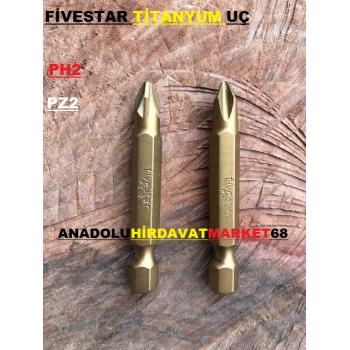 FİVESTAR PH2 PZ2 YILDIZ SIKMA UÇ MIKNATISLI YILDIZ BİTS UÇ TİTANYUM ÇELİK 2ADET